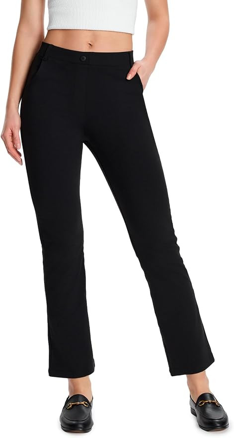 Yogipace Women's 4-Pocket Subtle Flare Ankle Yoga Dress Pants, 24"/27"/30" | Amazon (US)