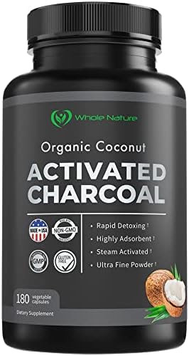 Coconut Activated Charcoal Capsules, 180 Charcoal Pills, Detox, Teeth Whitening, Reduce Constipat... | Amazon (US)
