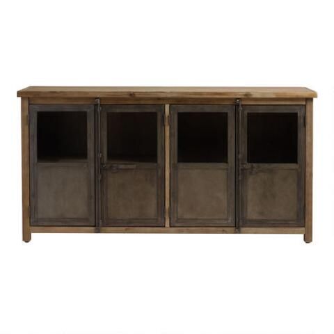 Aged Latte Wood And Metal Langley Storage Cabinet | World Market