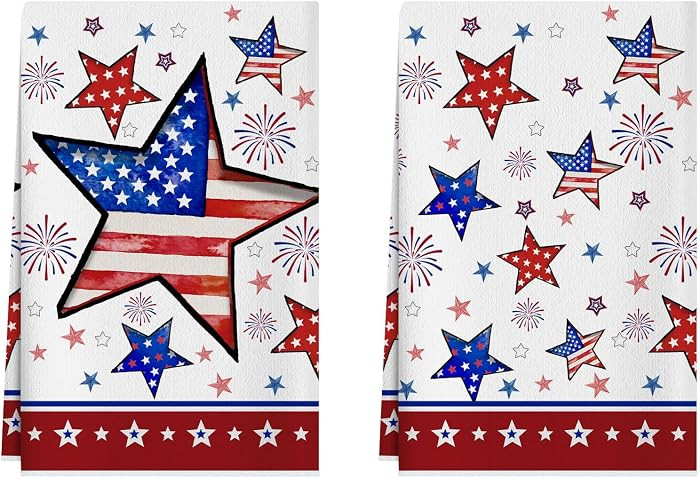 XCHI America Stars Fireworks 4th of July Kitchen Towels Patriotic Memorial Day Dish Towels 18x26 ... | Amazon (US)