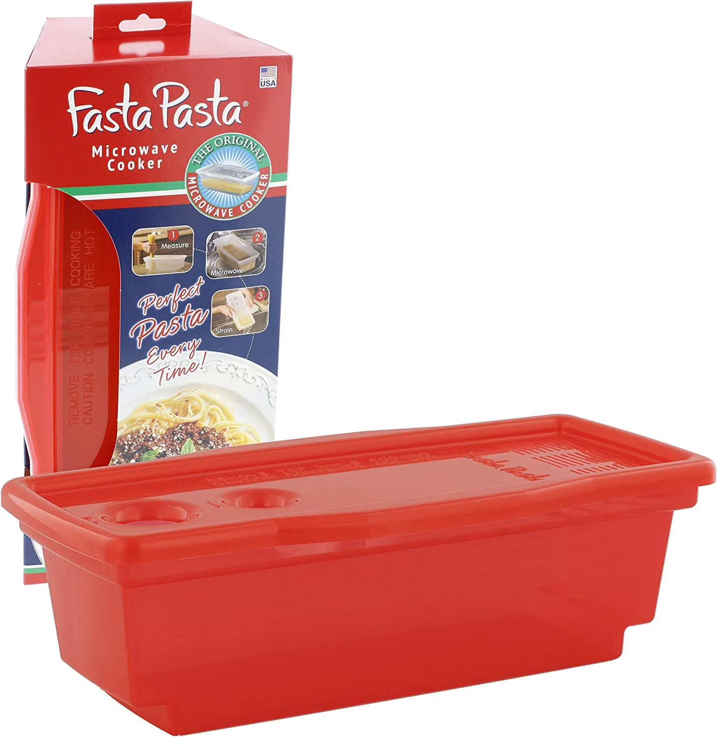 Microwave Pasta Cooker- The Original Fasta Pasta (Red) No Mess, Sticking or Waiting For Boil- Per... | Walmart (US)
