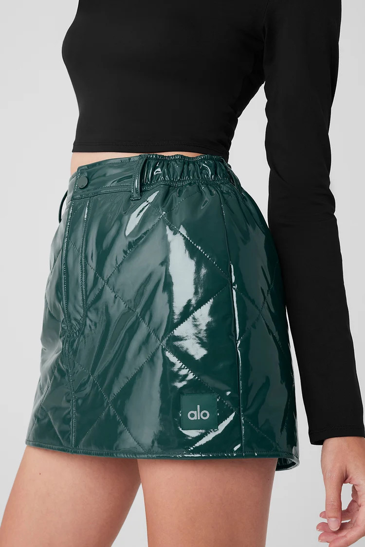 Snomoto Puffer Mini Skirt - Midnight Green | Alo Yoga