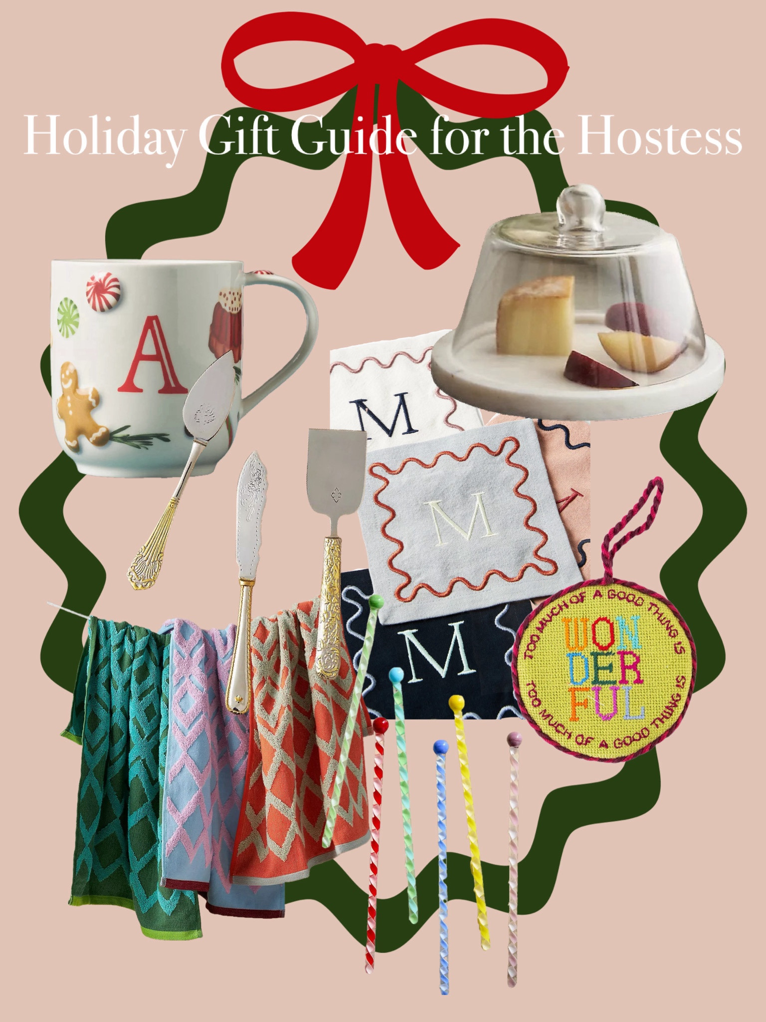 Holiday Gift Guide for the Host/Hostess! I love these monogrammed cocktail napkins, you can never have enough tea towels, & a holiday decoration is a sweet idea, too! I also love the idea of getting a bottle of wine & tying an ornament to it or a mini tree from a Trader Joe’s or Home Depot with a consumable gift or even something baked or homemade! 

#LTKCyberWeek #LTKSaleAlert #LTKGiftGuide