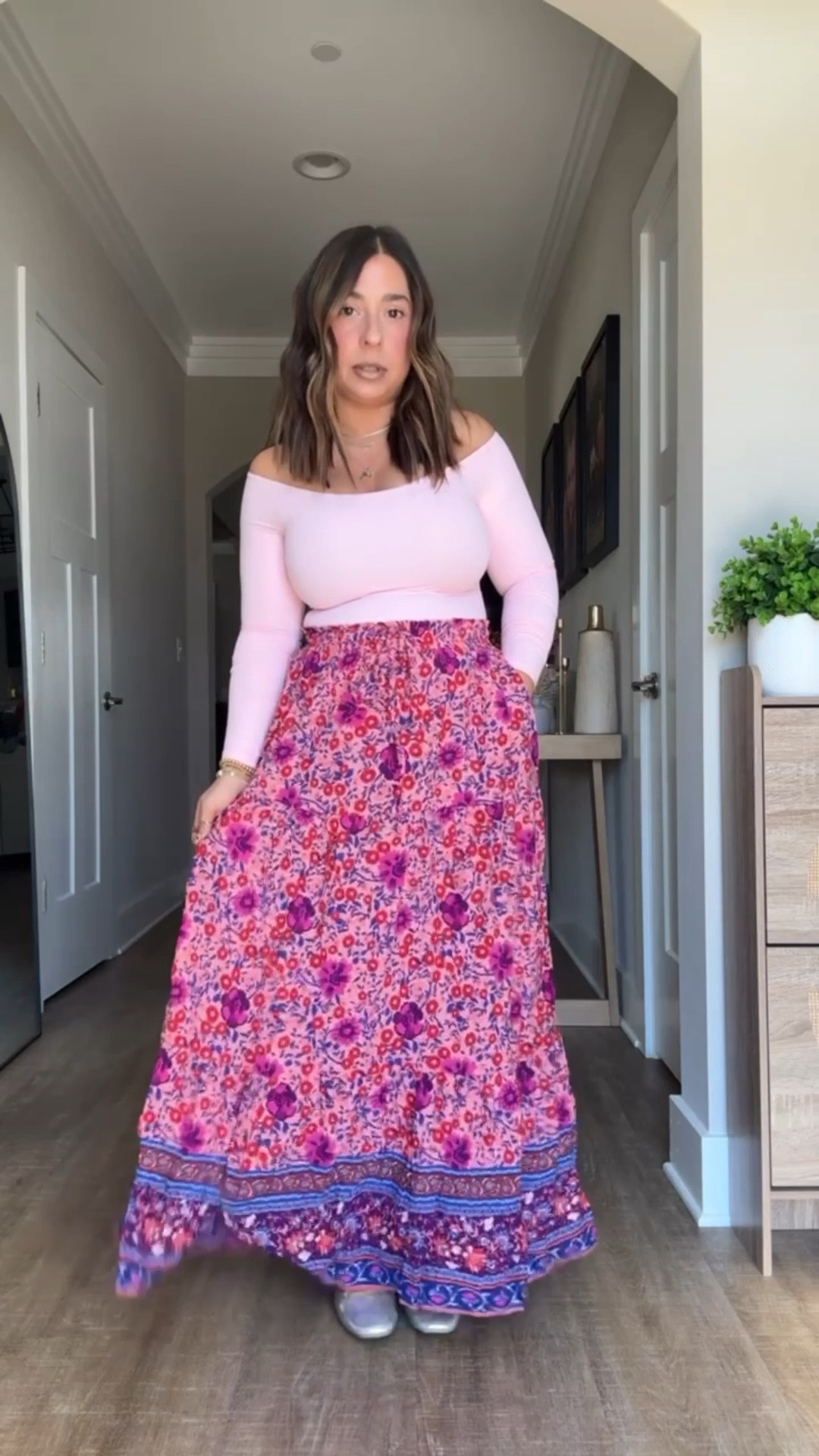 I am so freaking excited for this outfit for a baby shower. I am OBSESSED with this skirt - every single color I own is equally amazing. This off the shoulder top is so flattering and my Amazon strapless bra has the girls in and looking good! 

Baby shower outfit inspiration, midsize colorful outfit, Easter outfit inspiration

#LTKPetite #LTKParties #LTKFindsUnder50