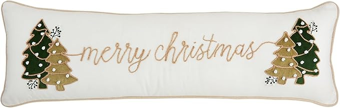 Mud Pie Velvet Applique Xmas Pillow, 11" x 35", White | Amazon (US)