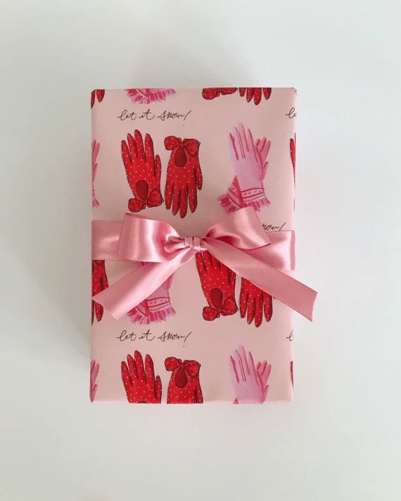 Wrapping Paper: Red and Pink Holiday Gloves christmas | Etsy | Etsy (US)