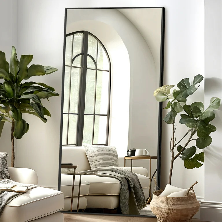 71"x32" Modern Rectangle Oversized Full Length Mirror Floor Mirror with Bracket,Black | Walmart (US)