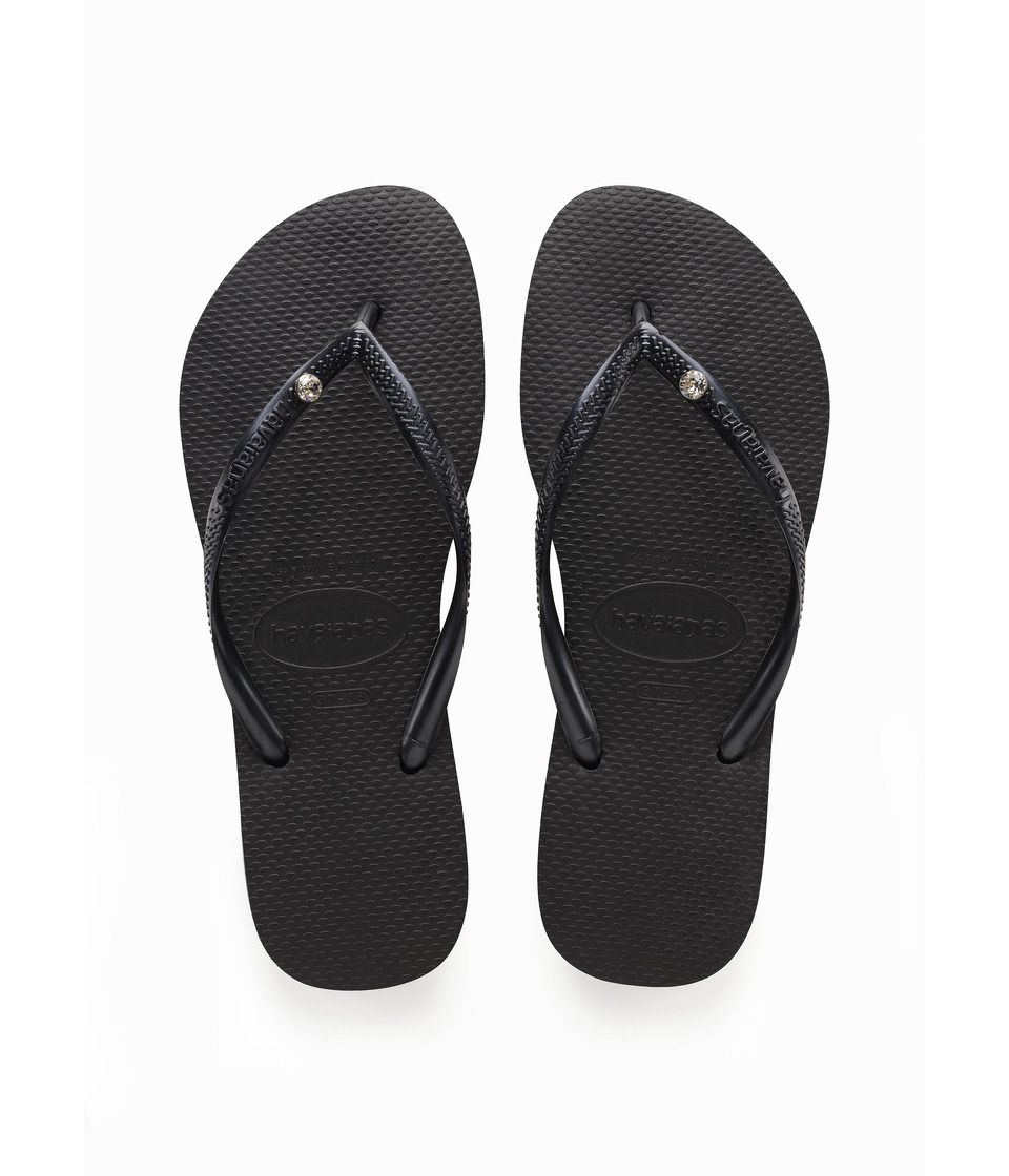 Havaianas - Slim Crystal Glamour SW Flip Flops (Black) Women's Sandals | Zappos
