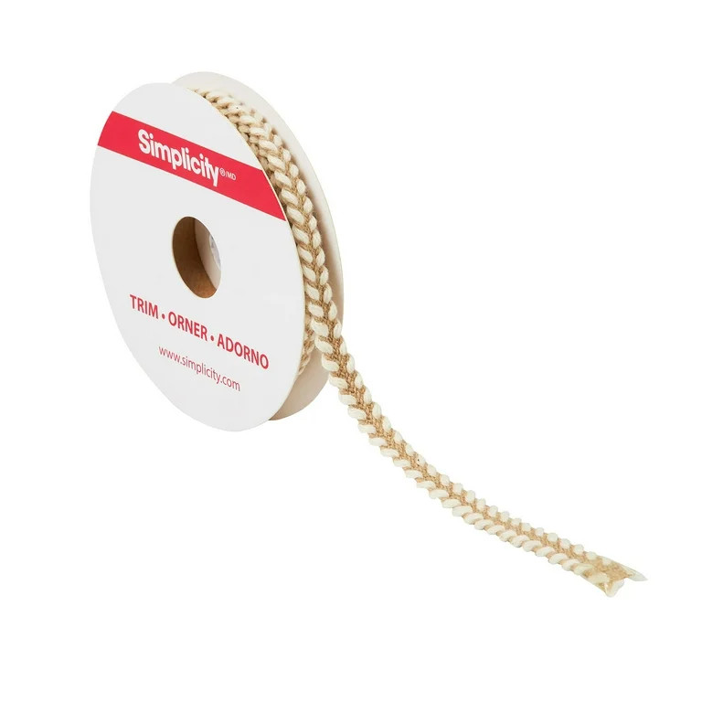 Simplicity Trim, Natural 1/4 inch Stitch Edge Jute Trim Great for Apparel, Home Decorating, and C... | Walmart (US)
