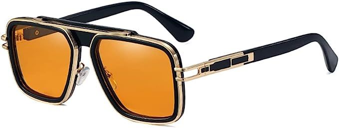 Amazon.com: Trendy Retro Sunglasses for Men Women Classic Stark Style Vintage Black Aviator Shade... | Amazon (US)