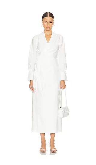 Briar Draped Midi Dress in White | Revolve Clothing (Global)