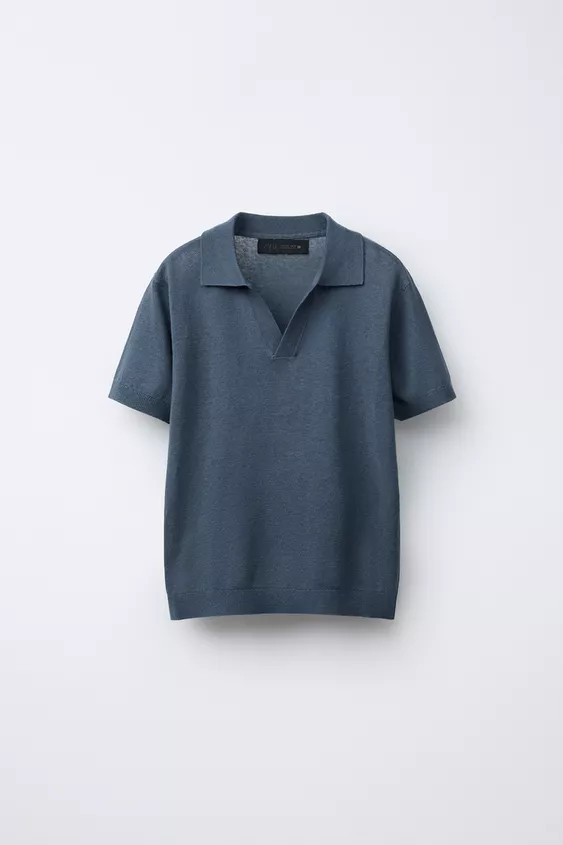 KNIT LINEN COTTON POLO SHIRT | Zara US