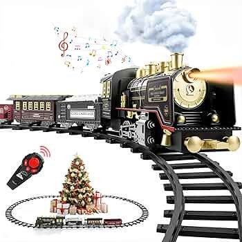 Luxspire Christmas Train Set with Remote Control Smoke, Lights, and Sound, Classic Electric Train... | Amazon (US)