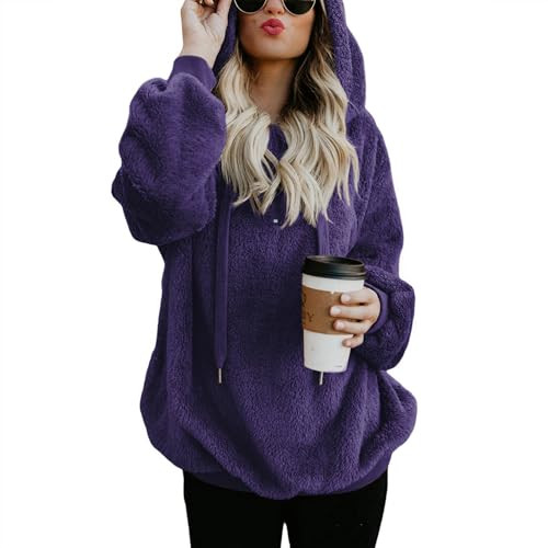 Century Star Womens Fuzzy Hoodies Pullover Sport Hoodie Cozy Oversized Pockets Hooded Sweatshirt ... | Amazon (US)