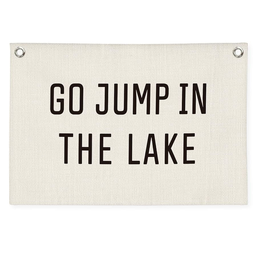 Summer Decor Canvas Banner，Go Jump in The Lake Banner - Surf Wall Hanging Banner Flag Decor for... | Amazon (US)