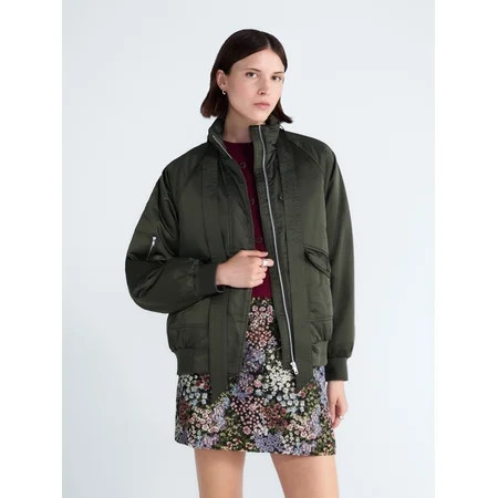 Free Assembly Women's Bow Tie Bomber Jacket, Sizes XS-XXL | Walmart (US)