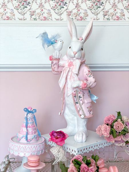 The perfect pastel pink and blue rococo Easter bunny for your grand millennial Easter! Grab the original bunny and send it to me for its Rococo glow up. Email me at SUBURBANCRUNCHYGIRL (at) gmail for details on the glow up  