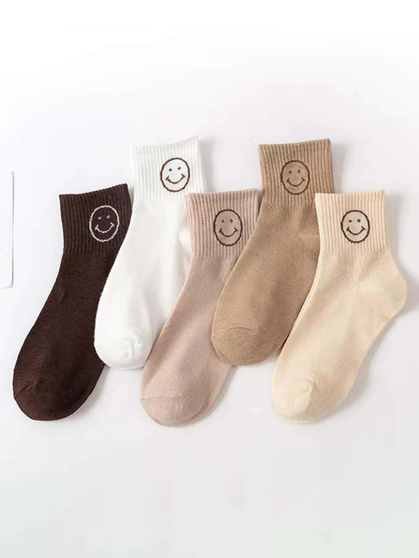5pairs Women Expression Pattern Cute Crew Socks For Daily Life | SHEIN