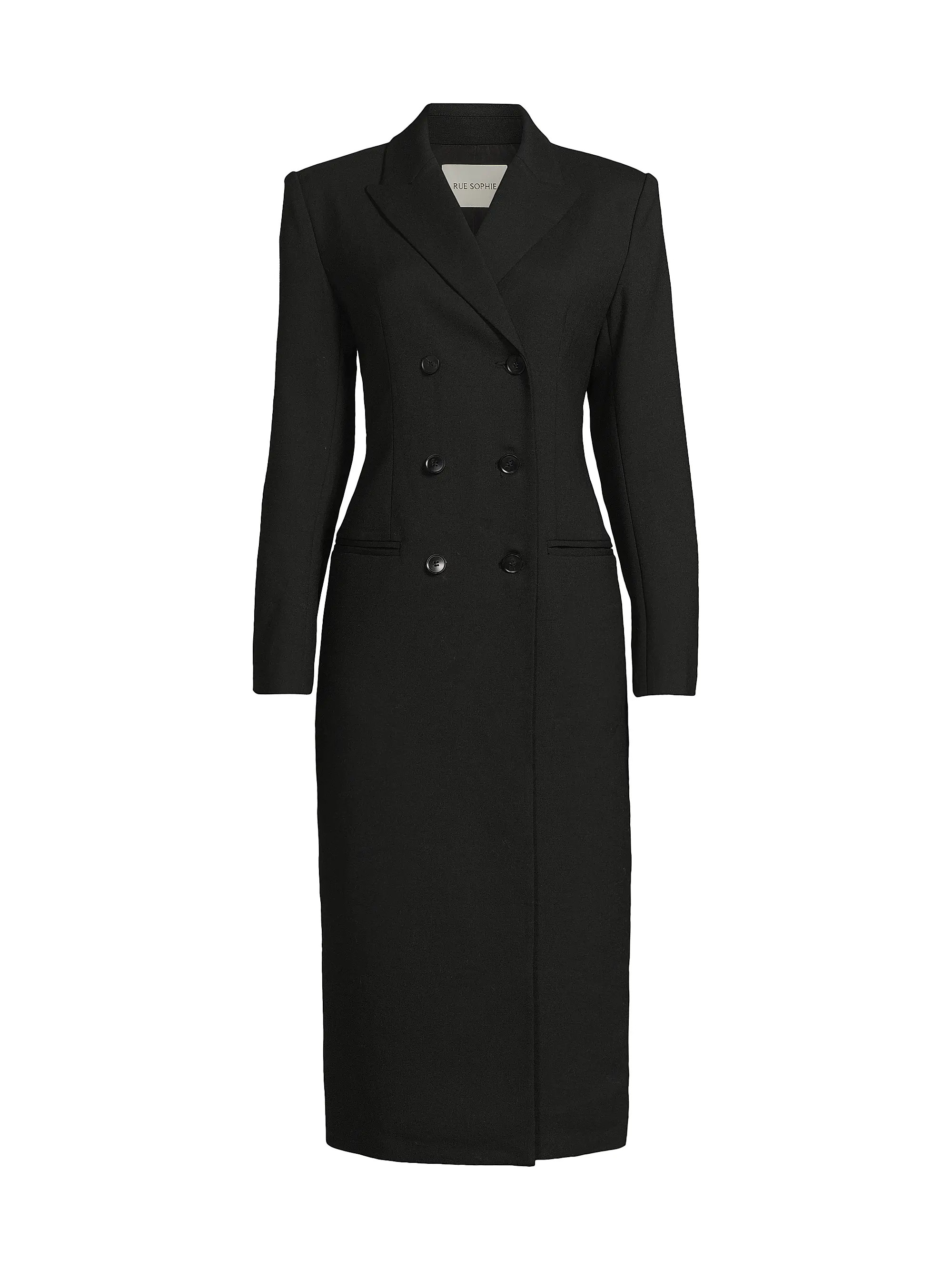 Rue Sophie Lorde Stretch-Wool Double-Breasted Coat | Saks Fifth Avenue | Saks Fifth Avenue