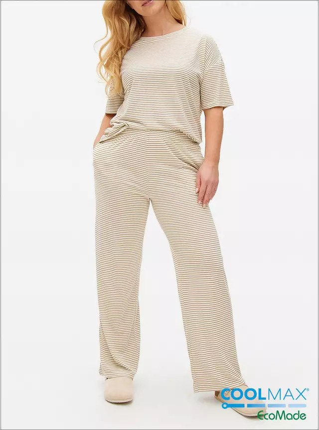 Neutral Stripe COOLMAX® Blend Co-ord Pyjama Bottoms S | Tu Clothing