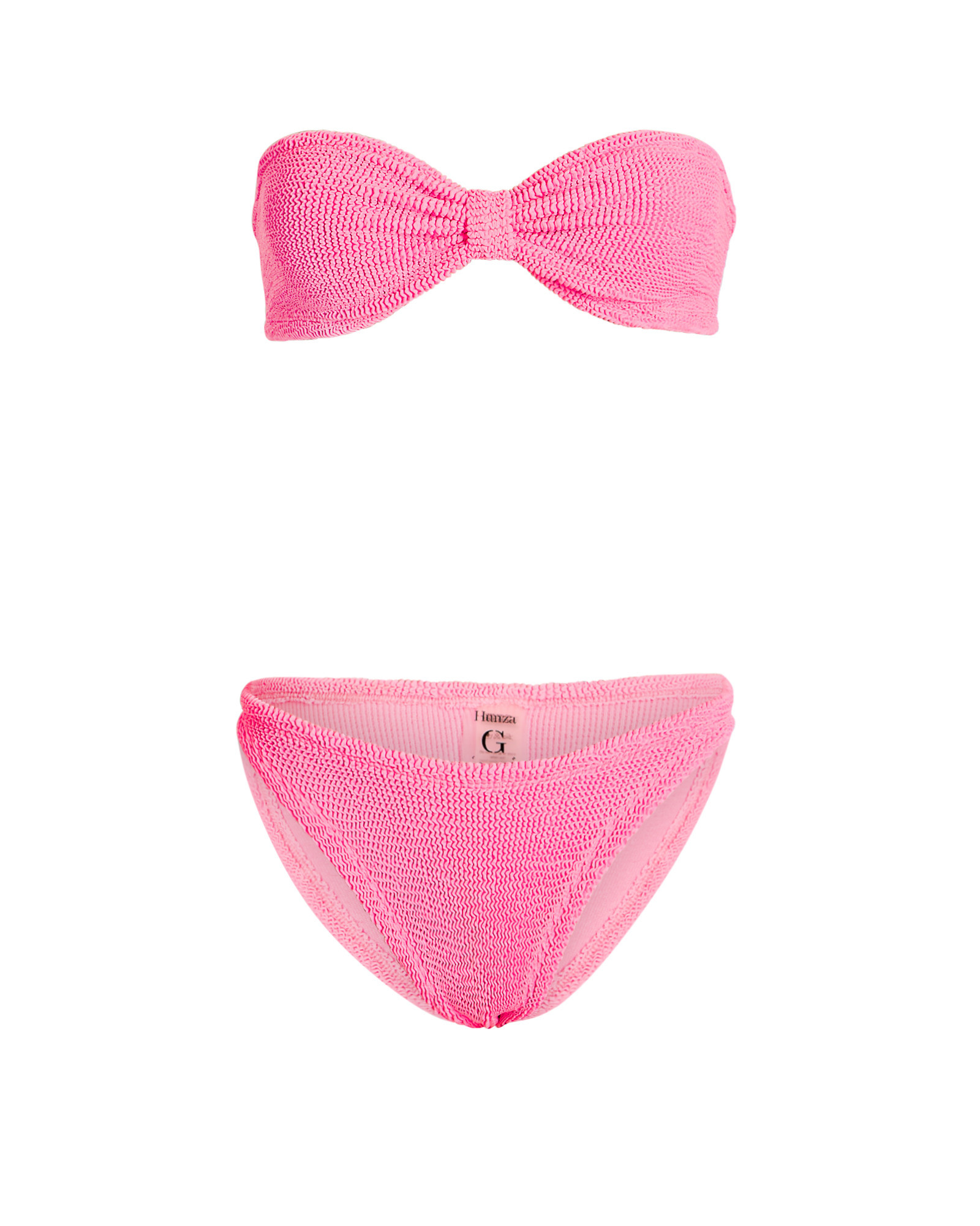 Hunza G Jean Knotted Bandeau Bikini Set, Pink 1SIZE | INTERMIX