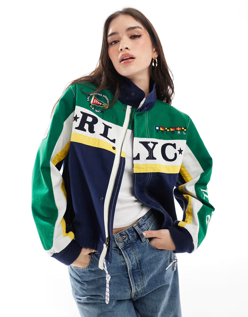 Polo Ralph Lauren racing jacket in blue and green | ASOS (Global)
