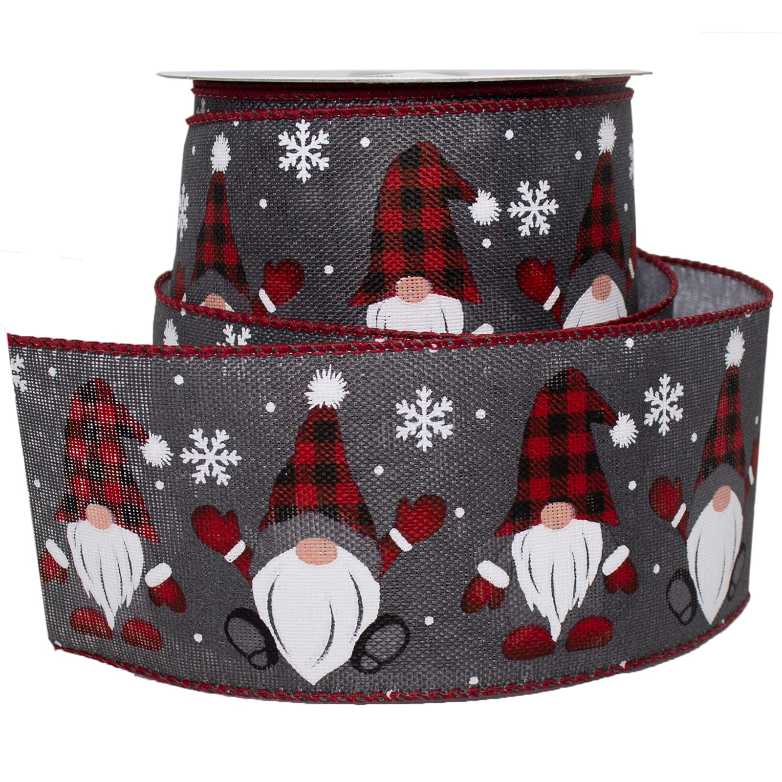 Morex Ribbon Wired Taffeta Buffalo Plaid & Gray Gnomes Ribbon, 2.5 inch by 10 Yards, Red/Gray, 77... | Amazon (US)