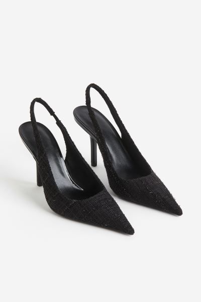 Pointed slingback court shoes - Black - Ladies | H&M GB | H&M (UK, MY, IN, SG, PH, TW, HK)