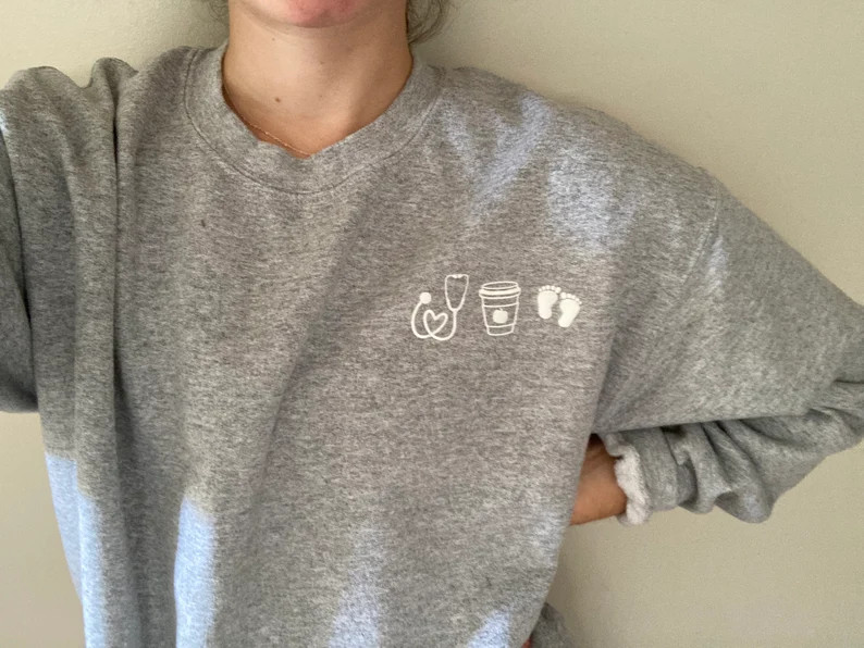 Nurse Crewneck // Mother Baby Nurse // Labor & Delivery Nurse // NICU Nurse // Coffee Loving Nurs... | Etsy (US)