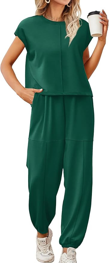 Aloodor Women's Athletic Clothing Sets Summer Outfits for Women 2 Piece Lounge Set | Amazon (US)