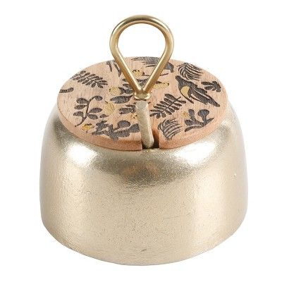 Cravings By Chrissy Teigen 4 Inch Aluminum Spice Cellar and Spoon in Gold with Mango Wood Lid | Target
