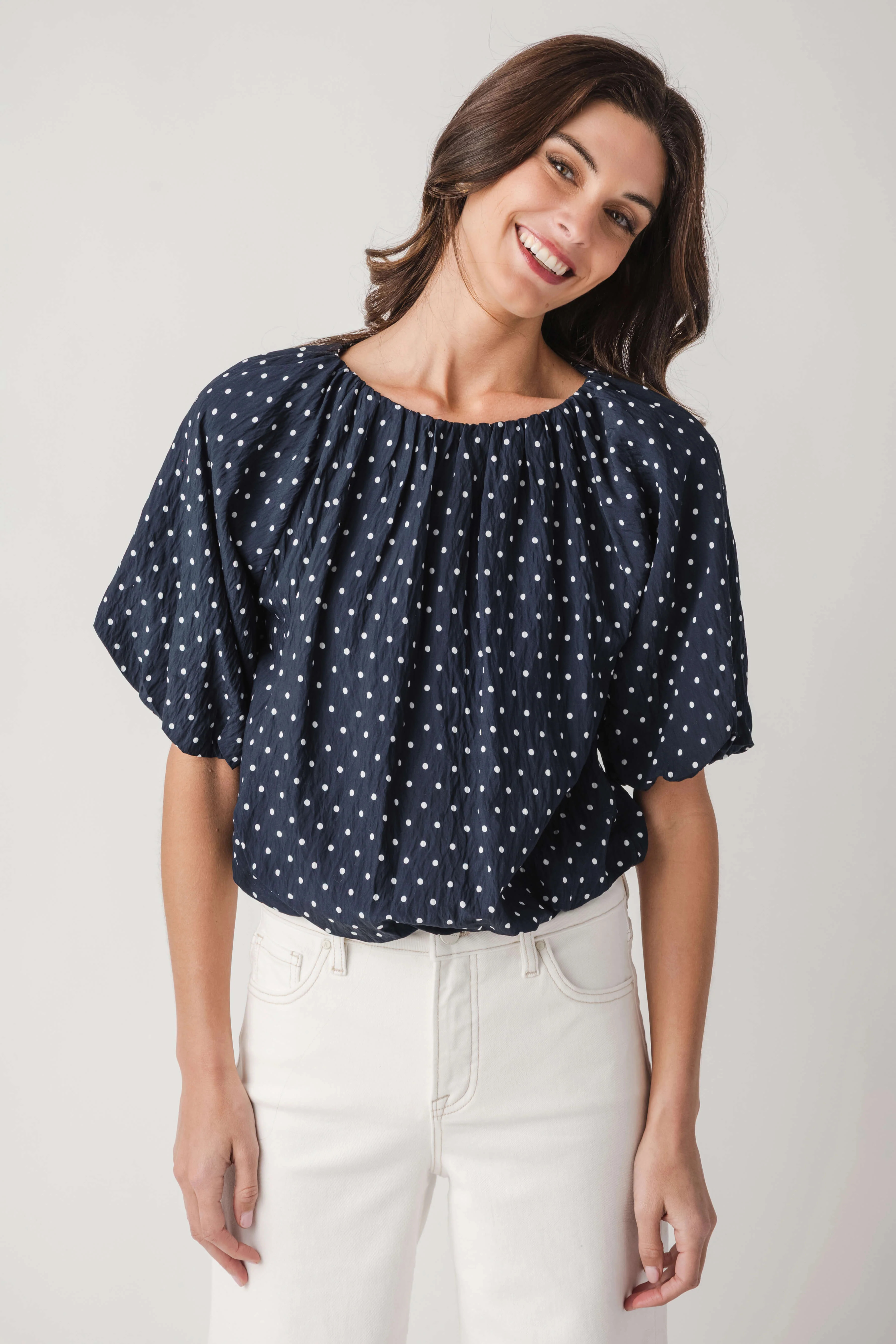 THML Polka Dot Bubble Hem Top | Social Threads