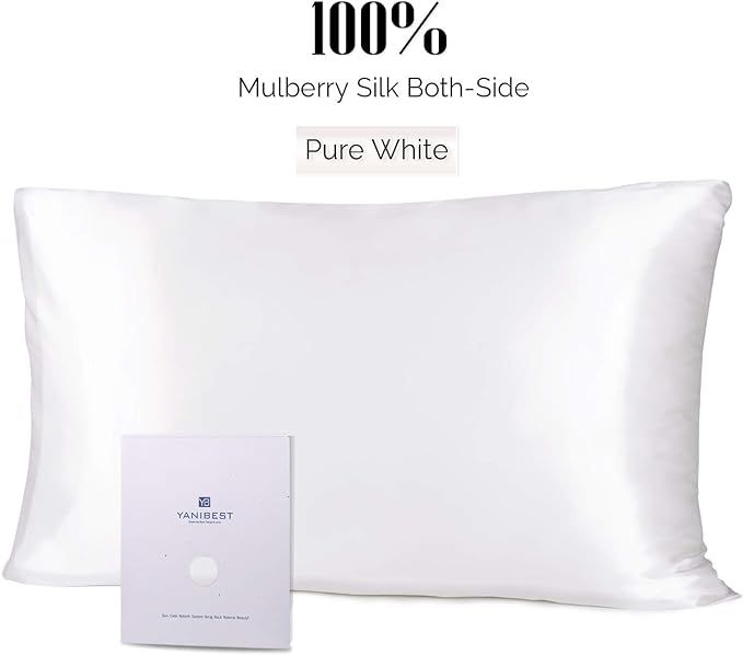 YANIBEST Silk Pillowcase for Hair and Skin - 21 Momme 600 Thread Count 100% Mulberry Silk Bed Pil... | Amazon (US)