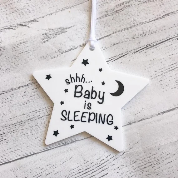 Shhh baby is sleeping hanging star, nursery decor, new baby gift, baby shower gift | Etsy (US)