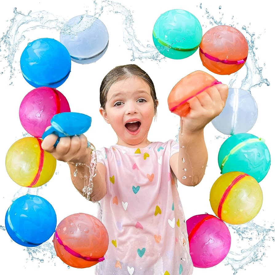 Magnetic Reusable Water Balloons for Kids, 12 Pack Refillable Silicone Water Balloons for Kids w/... | Amazon (US)
