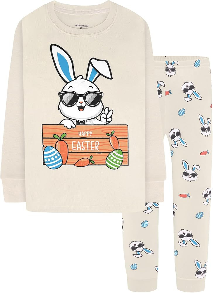 DAUGHTER QUEEN Boys Pajamas 4 Pieces Long Set 100% Cotton Sleepwear Size 18 Months-12 Years | Amazon (US)