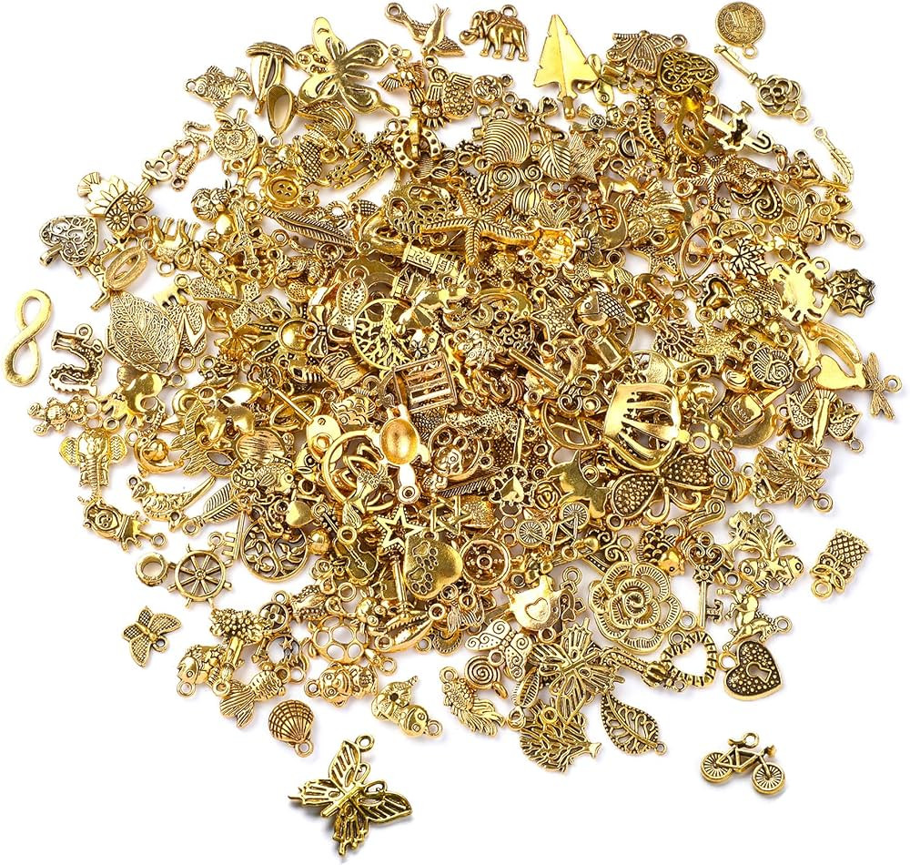SANNIX 350Pcs Antique Gold Charms Bulk Lots Jewelry Making Charms Assorted Pendants for DIY Neckl... | Amazon (US)