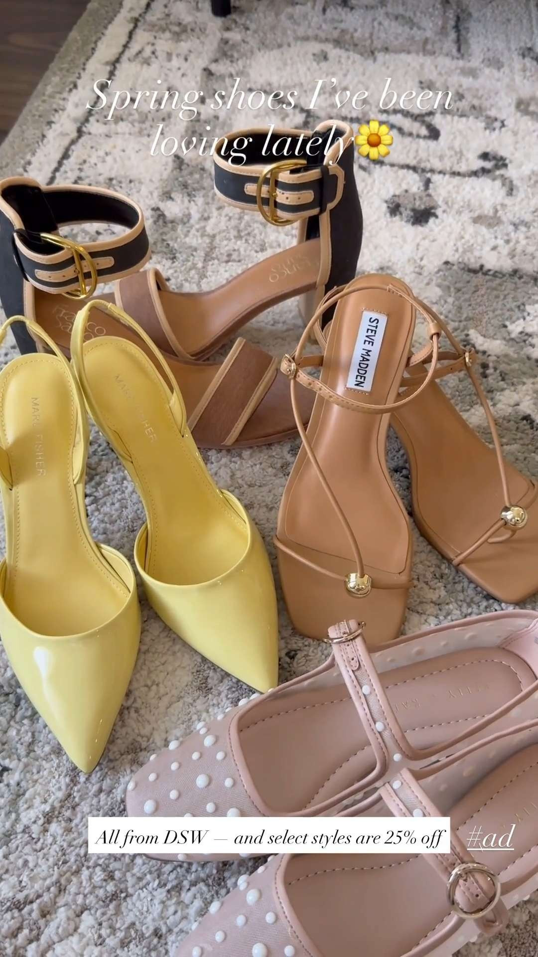 A few spring shoes I’ve been loving lately 🌼

Sharing all four pairs on because they’ve been some of my go-to styles this season, from classic strappy heels and neutral block heels to pearl ballet flats and butter yellow pumps for a pop of color. All are from @dsw, and they’re currently offering 25% off select styles, which is the perfect time to pick up some spring shoes. 

 #mydsw #ad