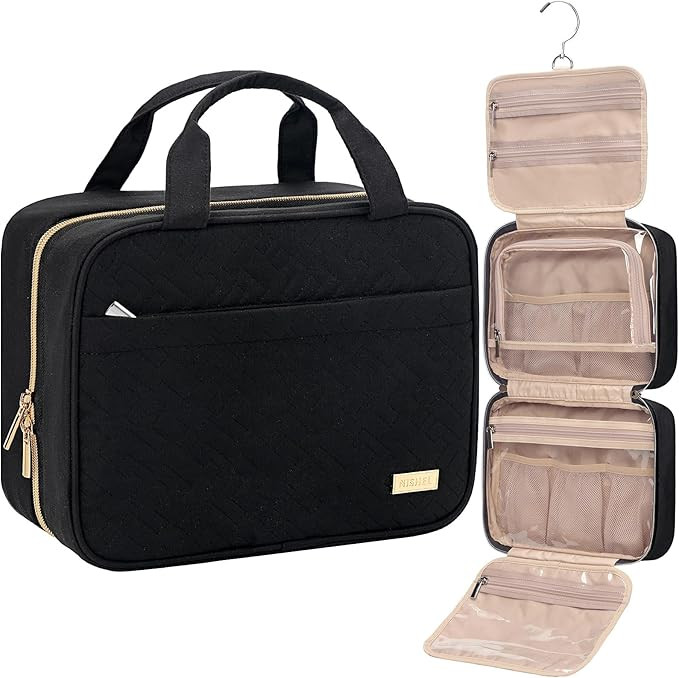 NISHEL Travel Toiletry Bag for women, Portable Hanging makeup Organizer | Amazon (US)