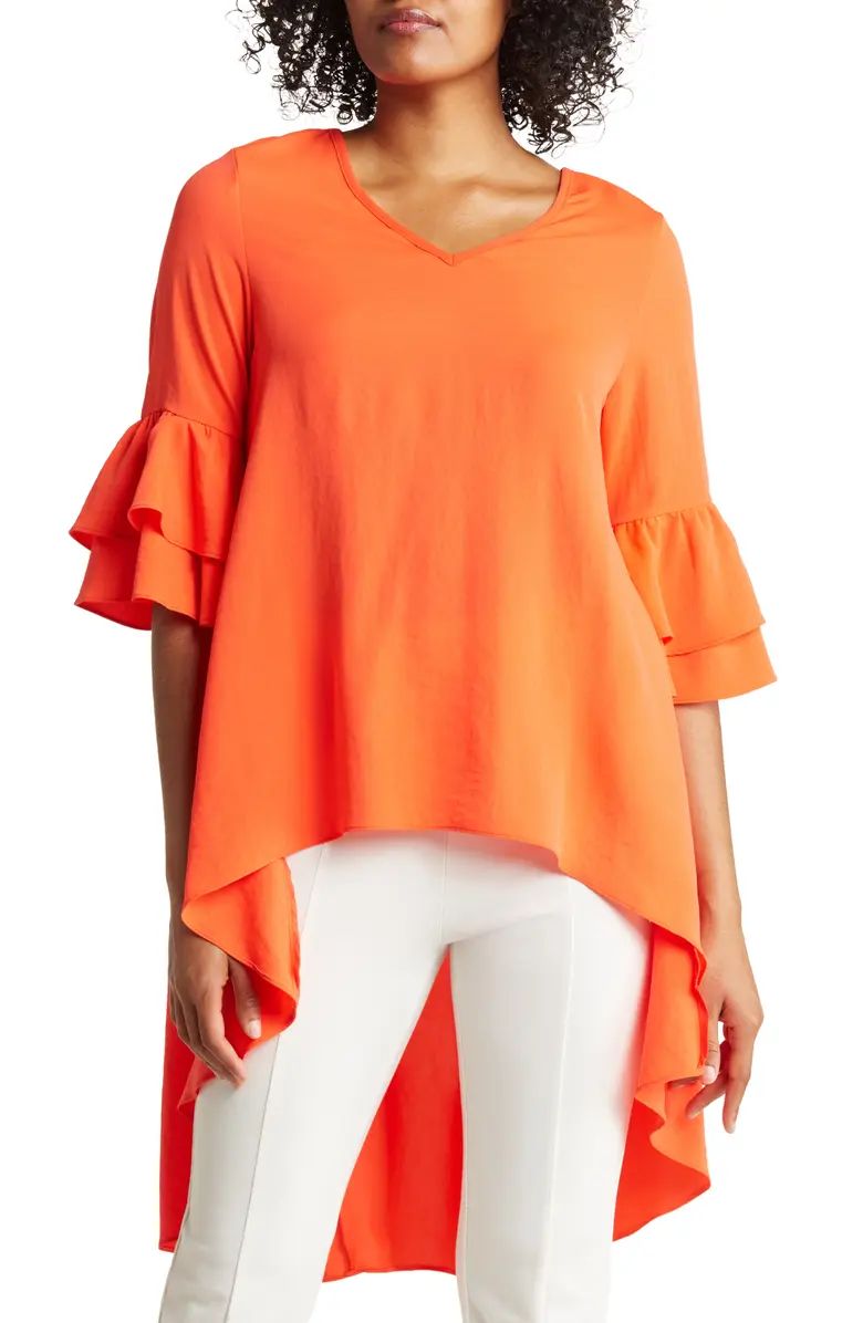 V-Neck Tiered Sleeve High/Low Tunic | Nordstrom Rack