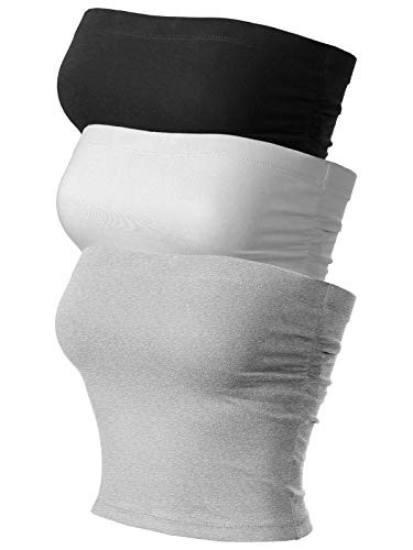 MixMatchy 3 Pack Women's Cotton Tube Top with Built-in Shelf Bra Bandeau | Amazon (US)