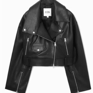 COS Oversized Cropped Boxy Leather Biker Jacket | Poshmark