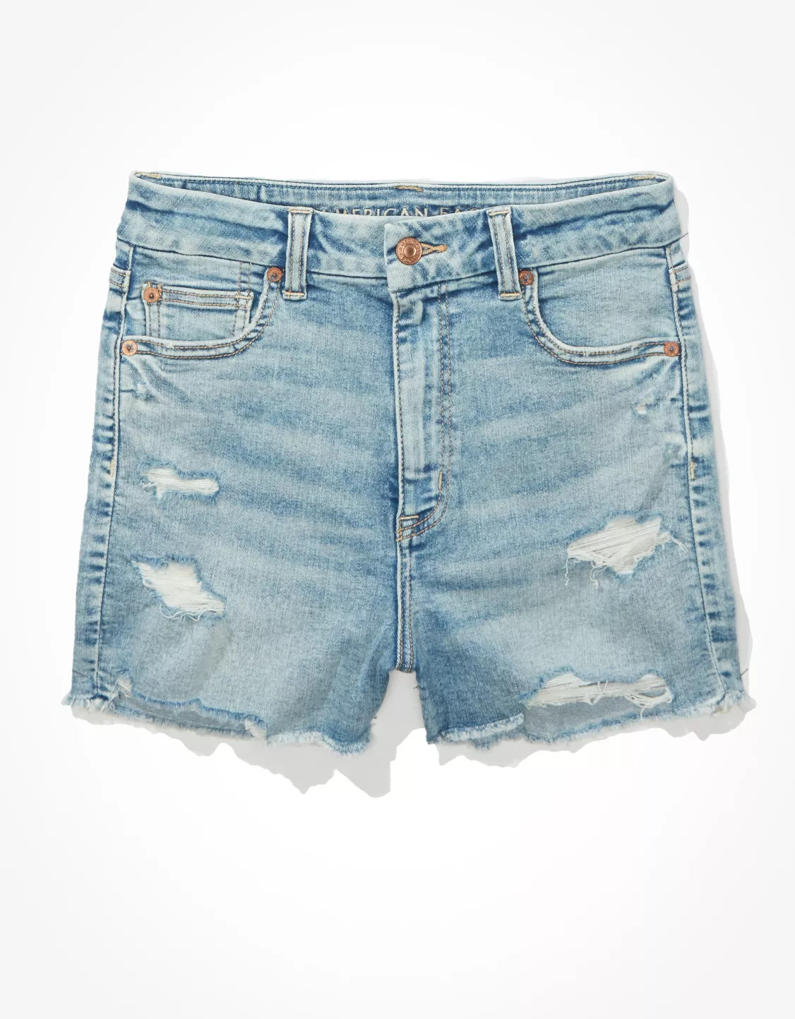 AE Ne(x)t Level Curvy Super High-Waisted Denim Short Short | American Eagle Outfitters (US & CA)