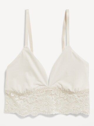 Lace-Trim V-Neck Longline Bralette for Women | Old Navy (US)