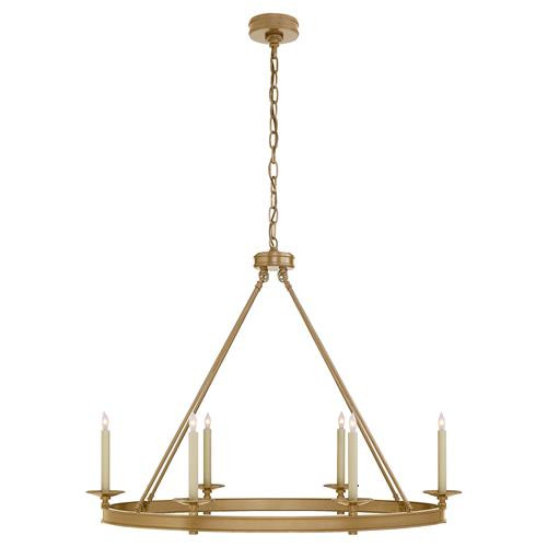 Visual Comfort Launceton Modern Classic Burnished Brass Metal Oval Chandelier | Kathy Kuo Home