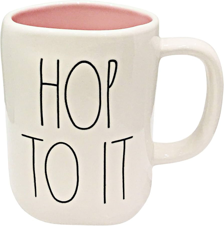 Rae Dunn HOP TO IT Easter Mug - Inside Pink - ceramic - Very rare! | Amazon (US)