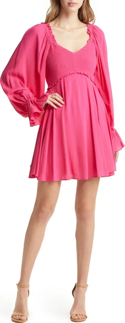 Smocked Long Sleeve Babydoll Dress | Nordstrom