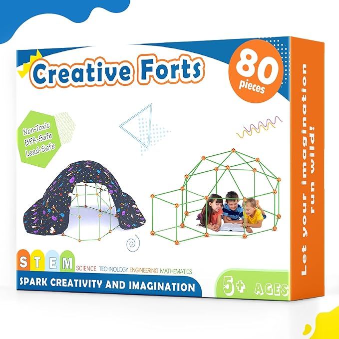 Tiny Land Kids-Fort-Building-Kit-80 Pieces-Creative Fort Toy for 5,6,7,8 Years Old Boy & Girls-ST... | Amazon (US)