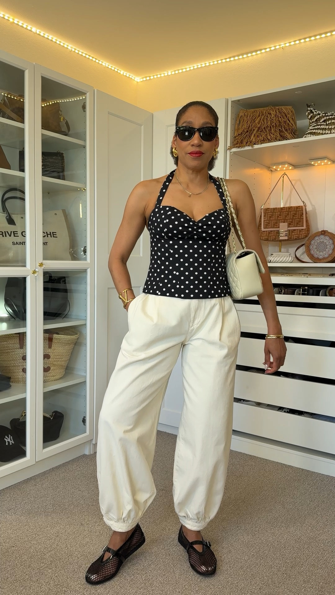 This relaxed yet stylish look is perfect for travel days when you want comfort without sacrificing style. Summer outfits with balloon pants and polka dots.

#LTKEurope #LTKstyletips 

 #LTKootd #LTKOver40 #LTKTravel