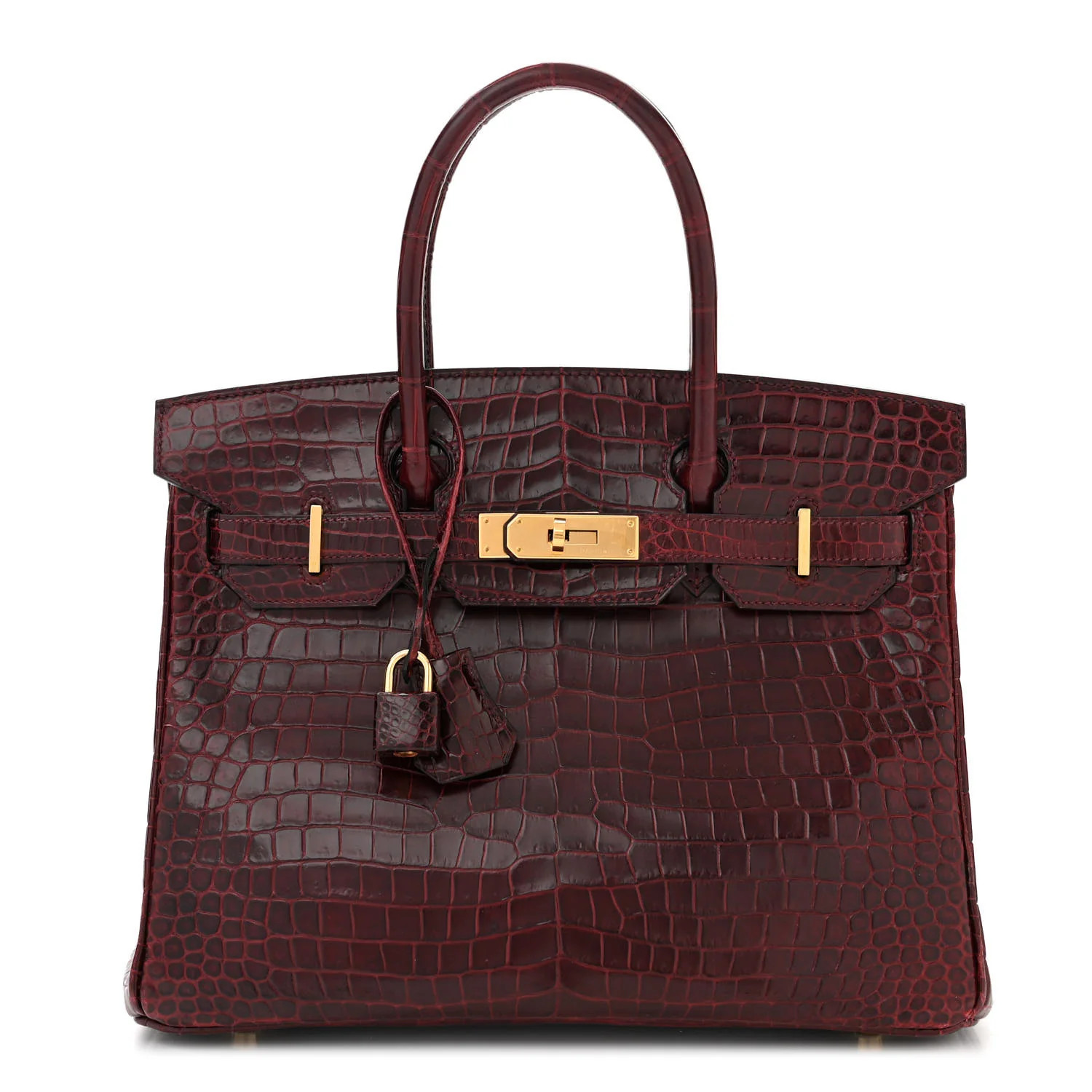 Shiny Porosus Crocodile Birkin 30 Bordeaux | FASHIONPHILE (US)